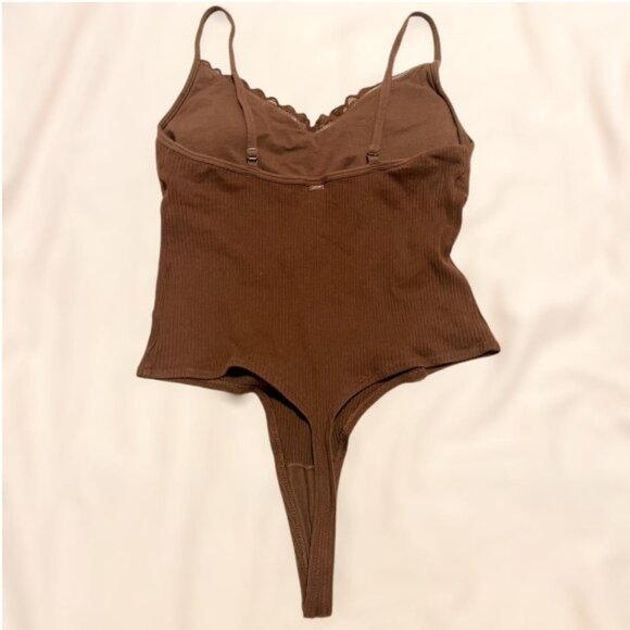 Victoria's Secret PINK Women's Brown Bodysuit with Lace Size Medium - Picture 3 of 4